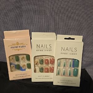 DIY False Nails Set - Green, Red, Blue